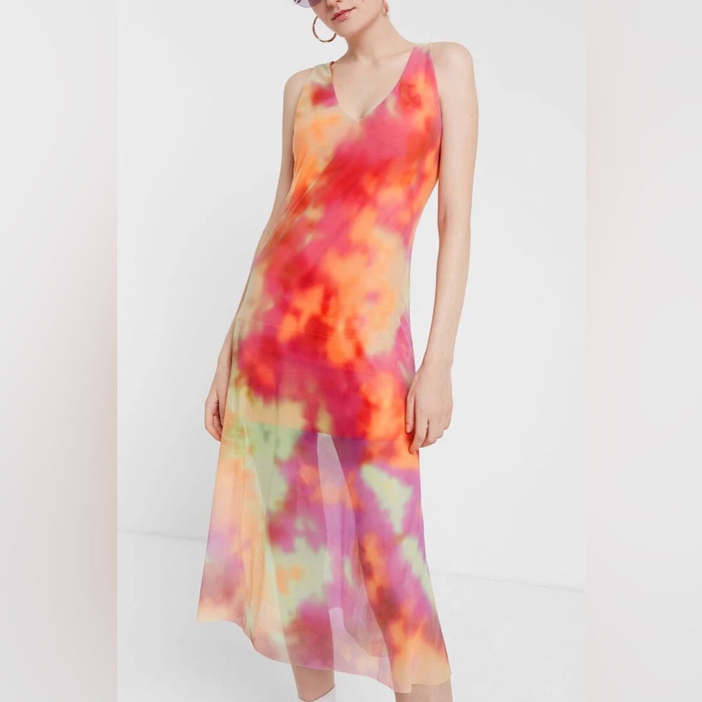 Desigual Tie-Dye Double Layer Flared Dress Size Medium